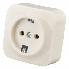 Розетка накладна Quantum одинарна із заземленням біла, 1шт/уп