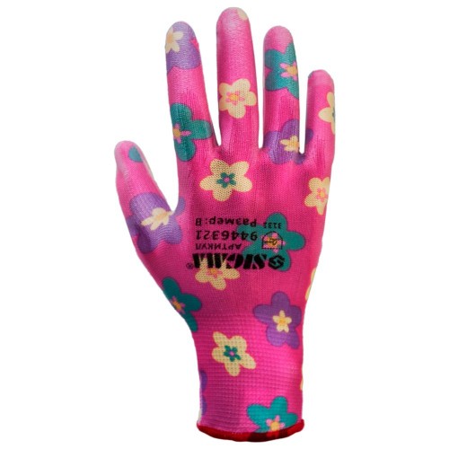 Перчатки с ПУ покрытием (красные манжет) SIGMA