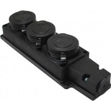 Розетка ТЕССО Каучук 3 поста із заземленням з кришкою чорна 1шт/уп