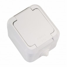 Розетка вологозахищена із заземленням Makel Nemliyer без шторок з кришкою білий (18304)