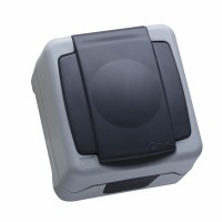 Розетка з кришкою із заземленням Makel Nemliyer Plus IP55 сірий (36064029)