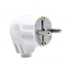 Вилка ТЕССО штепсельна кутова із заземленням 16А, 250B~ біла 1шт/уп