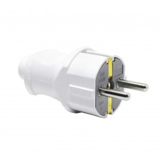 Вилка ТЕССО штепсельна пряма євро із заземленням 16А, 250B~ біла 1шт/уп