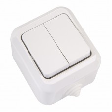 Вимикач двоклавішний Makel IP44 без підсвітки білий (18301)