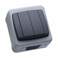 Вимикач двоклавішний Makel без підсвітки сірий (36064003)