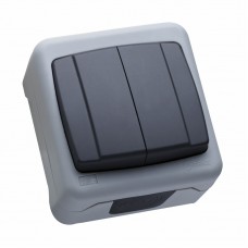 Вимикач двоклавішний Makel без підсвітки сірий (36064003)