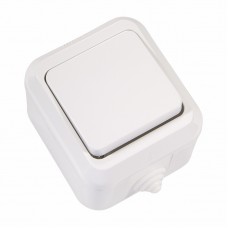 Вимикач одноклавішний Makel IP44 без підсвітки білий (18300)