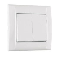 Вимикач двоклавішний Makel Defne без підсвітки білий (42001003)