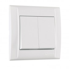 Вимикач двоклавішний Makel Defne без підсвітки білий (42001003)