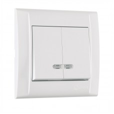 Вимикач двоклавішний Makel Defne з підсвіткою білий (42001023)