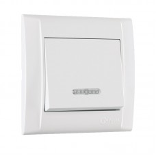 Выключатель одноклавишный Makel Defne с подсветкой белый (42001021)