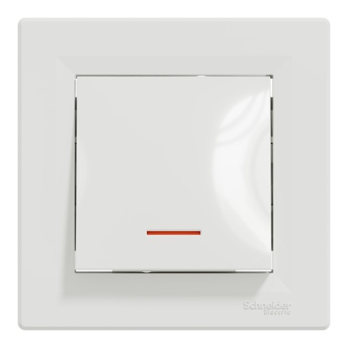 Выключатель одноклавишный Schneider Electric Asfora с подсветкой Белый (EPH1400121)