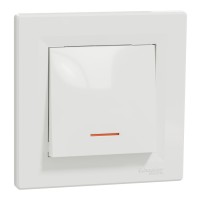 Вимикач одноклавішний Schneider Electric Asfora з підсвічуванням Білий (EPH1400121)