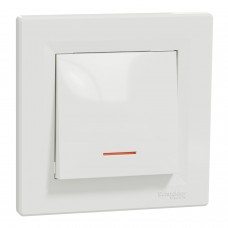 Вимикач одноклавішний Schneider Electric Asfora з підсвічуванням Білий (EPH1400121)