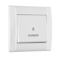 Вимикач прохідний одноклавішний Makel Defne з підсвіткою білий (42001025)