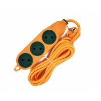 Подовжувач 3 гнізда, двостороння колодка без з/к, помаранчева, ударостійка, 2 м (SL-1-36)