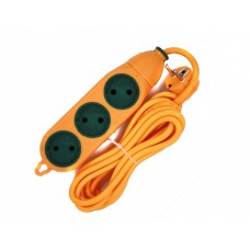 Подовжувач 3 гнізда, одностороння колодка без з/к, помаранчева, ударостійка, 2 м (SL-1-39)