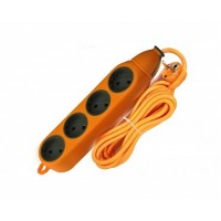 Подовжувач 4 гнізда, двостороння колодка без з/к, помаранчева, ударостійка, 2 м (SL-1-37)