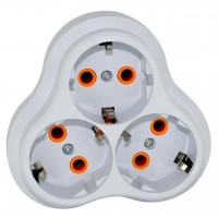 Розгалужувач Quantum на три розетки із заземленням  білий, 1шт/уп
