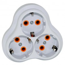 Розгалужувач Quantum на три розетки із заземленням  білий, 1шт/уп