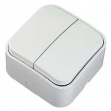 Вимикач 2-клавішний накладний білий