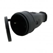 Гніздо ТЕССО Каучук із заземленням з кришкою чорне 1шт/уп (TA 4002)