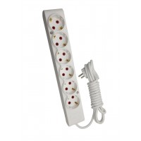 Удлинитель ТЕССО 6 постов с заземлением 3м (3*1) белый 1шт/уп