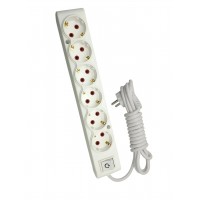 Подовжувач ТЕССО 6 постів із заземленням з вимикачем 3м (3*1) білий 1шт/уп
