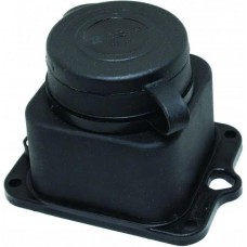 Розетка ТЕССО Каучук 1 пост із заземленням з кришкою чорна 1шт/уп