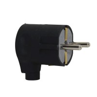 Вилка ТЕССО штепсельна кутова Каучук із заземленням 16А, 250B~ чорна 1шт/уп (TA 3002)