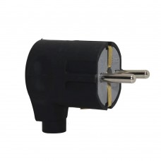 Вилка ТЕССО штепсельна кутова Каучук із заземленням 16А, 250B~ чорна 1шт/уп (TA 3002)