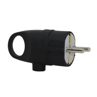 Вилка ТЕССО штепсельная с кольцом Каучук с заземлением 16А, 250B~ черная 1шт/уп (TA 3003)