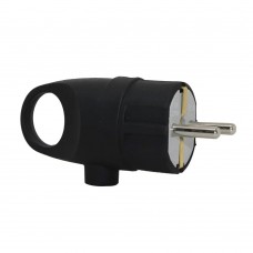 Вилка ТЕССО штепсельная с кольцом Каучук с заземлением 16А, 250B~ черная 1шт/уп (TA 3003)