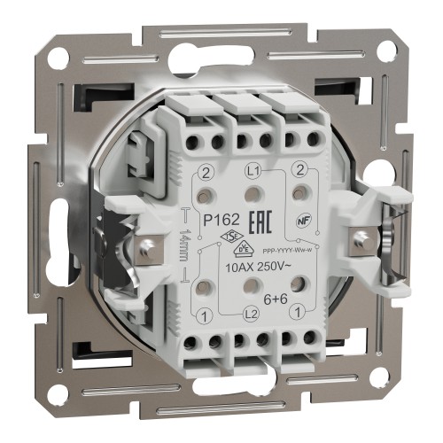 Перемикач прохідний двоклавішний Schneider Electric Asfora без підсвітки Антрацит (EPH0600171)