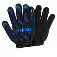 Перчатки трикотажные с ПВХ точкой р10 Оптима (черные) SIGMA