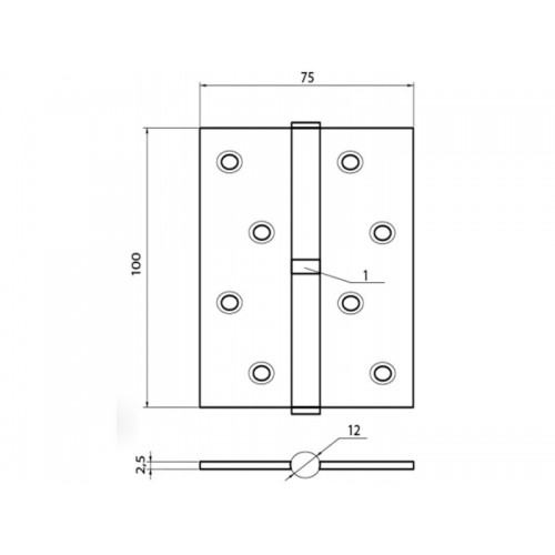 Петля дверная APECS 100*75-B-Steel-GRF-R (UA)