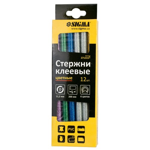 Набор стержней клеевых Ø11,2×200мм 12шт 0,24кг (цветные)