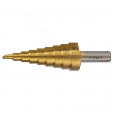 Свердло по металу східчасте HSS-TiN титанове з прямою канавкою Ø4-12мм, шаг 2мм (блістер) SIGMA (1186041)